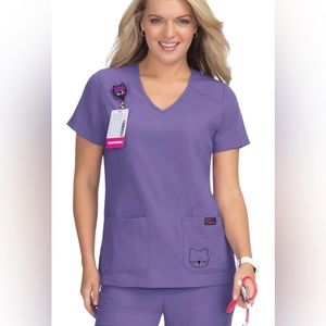 Koi Betsy Johnson women's Gardenia Top Limited Edition Light Purple (wisteria) L